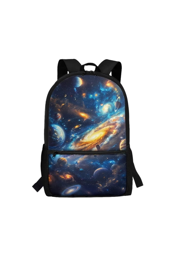 Kids Backpack School for Girls Boys 6-12 Year Lightweight Universe Print Children School Bag Toddler Rucksack Casual Basic Bookbag Adjustable Shoulder Straps Gifts