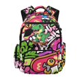 thumbnail image 1 of Uorisanigo Kids Backpack for School, Lightweight Durable Teens Bookbag for Elementary Preschool, Large Capacity Daypack with Side Pocket for Vacation Neon Graffiti Dinosaur, 1 of 7