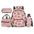 thumbnail image 1 of Uorisanigo Kids Backpack Set for Camping and Travel Lightweight Schoolbag with Insulated Lunch Box Water Holder Bag and Pencil Pouch 4 in 1 Pink Strawberry Bear Print, 1 of 7