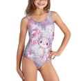 thumbnail image 1 of Uorisanigo Kids Bathing Suits for Girls Size 11-12 One Piece Cross Shoulder Strap Swimming Suits Quick Dry Summer Vacation Swimwear, Cute Axolotl, 1 of 7