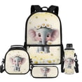 thumbnail image 1 of Uorisanigo Kids Daisy Elephant Backpack for School 4 in 1 Set, Large Capacity Back to School Bag Insulated Lunch Box Pencil Bag Water Bottle Sleeve Gift for Teens, 1 of 7