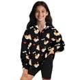 thumbnail image 1 of Uorisanigo Kids Girls Sweatshirt Casual Dog Bone Print Long Sleeve Shirts Tops Oversized Quarter Zip Pullover Sweatshirts Teen Girl School Cropped Pullover Hoodies Fall Fashion, 1 of 7
