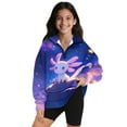 thumbnail image 1 of Uorisanigo Kids Girls Sweatshirt Casual Long Sleeve Zipper Sweatshirt Oversized Purple Starry Axolotl Pullover Tops Teen Girl School Athletic Tops Fall Fashion Outfits Clothes, 1 of 7