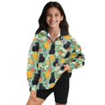 thumbnail image 1 of Uorisanigo Kids Girls Sweatshirt Comfortable Long Sleeve Lapel Zipper Sweatshirt Oversized Floral Black Cat Quarter Zipper Cropped Sweatshirts for Vacation Shopping Exercise Wear, 1 of 7