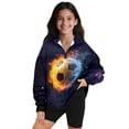 thumbnail image 1 of Uorisanigo Kids Girls Sweatshirt School Long Sleeve Pullover Top Oversized Fire Soccer Ball Quarter Zip Pullover Sweatshirts Casual Essentials Half Zipper Crop Tops Fall Clothes, 1 of 7