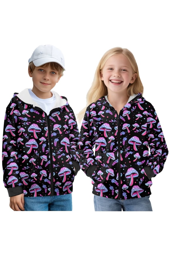 Kids Hoodie Hooded Sweatshirt Soft Plush Long Sleeve Hooded Sweatshirts Psychedelic Mushroom Coat Fashion Clothes School Party Birthday Christmas Lightweight Clothes