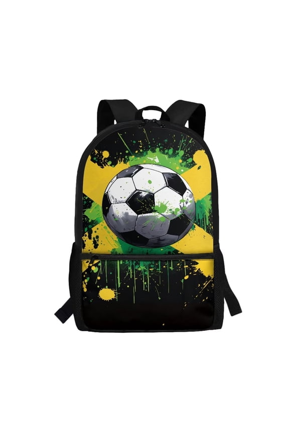Kids Mexican Flag Soccer Backpack School Bag Lightweight Travel or Sports Bags with Water Bottle Pockets Preschool Elementary Kindergarten Casual Daypack((17 inch)