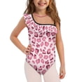 thumbnail image 1 of Uorisanigo Kids One Piece Bathing Suits for Girls Size 11-12 Ruffle Shoulder Swimming Lessons Swimwear Adjustable Strap Quick Dry Athletic Practice Suit, Pink Leopard Print, 1 of 7