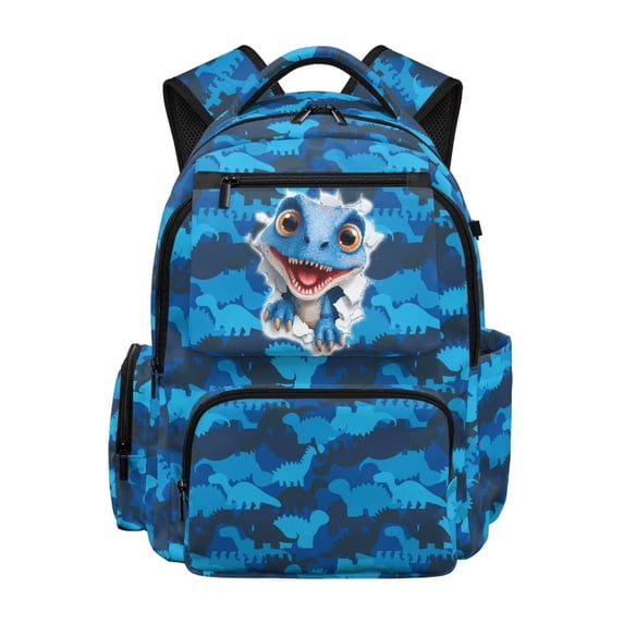 Uorisanigo Kids School Backpack for Elementary Preschool, Breathable Blue Cartoon Dinosaur Backpack with Adjustable Shoulder Straps, Large Capacity Daypack for Camping Vacation
