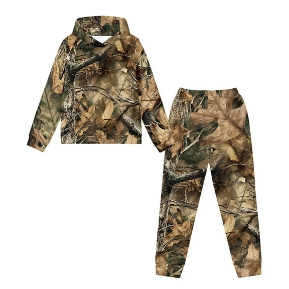 Uorisanigo Kids Sweat Suit Set - 2 Piece Oversized Soft Hunting Camouflage Forest Pullover Hoodie Sweatshirt and Jogger Pants for Boys Girls, Hoodies & Sweatpants Outfit