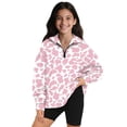 thumbnail image 1 of Uorisanigo Kids Sweatshirt Girls Soft Half Zip Pullover Sweatshirt Oversized Pink Cow Print Long Sleeve Pullover Top Fall Spring Outfits Clothes Quarter Zip Hoodies No Hood, 1 of 7