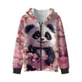 thumbnail image 1 of Uorisanigo Kids Zip-Up Hooded Sweatshirt Hoodie Fall Fashion Long Sleeve Full-Zip Cherry Blossom Panda Sweatshirt with Pockets Spring Fall Winter Trendy Clothes, 1 of 7
