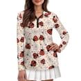 thumbnail image 1 of Uorisanigo Ladybug Daisy Women's Dry-Fit Golf Polo Shirts Size XS Fashion Versatile Women's Long Sleeve Athletic Shirts with Zipper Tennis Tops for Workout Sports, 1 of 7
