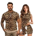 thumbnail image 1 of Uorisanigo Leopard Print Matching Couple Outfits Mens Golf Shirts 1/4 Zip Up Short Sleeve Golf Shirt Tennis Collared T-Shirt and Golf Clothes for Women Build in Shorts with Pockets, 1 of 8