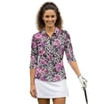 thumbnail image 1 of Uorisanigo Leopard-Print Rose Womens 3/4 Sleeve Golf Shirts Versatile Athletic Polo Workout Tops Comfortable Dry-Fit Fashion Quarter Zip Daily Wear Workout Sports for Women Size S, 1 of 7