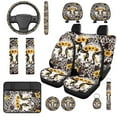 thumbnail image 1 of Uorisanigo Leopard Print Sunflower Cow Auto Accessories Set 14 Pcs with Cars Seat Covers and Steering Wheel Cover Car Headrest Cover Seat Belt Pads Armrest Cover Keychain Soft Fit for Car SUV, 1 of 6