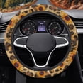 thumbnail image 1 of Uorisanigo Leopard Print Warm Steering Wheel Cover Sunflower Car Steering Wheel Protector 15 Inch Flannel Car Steering Wheel Covers for Winter Thicken Car Accessories Gift for Birthday, 1 of 8