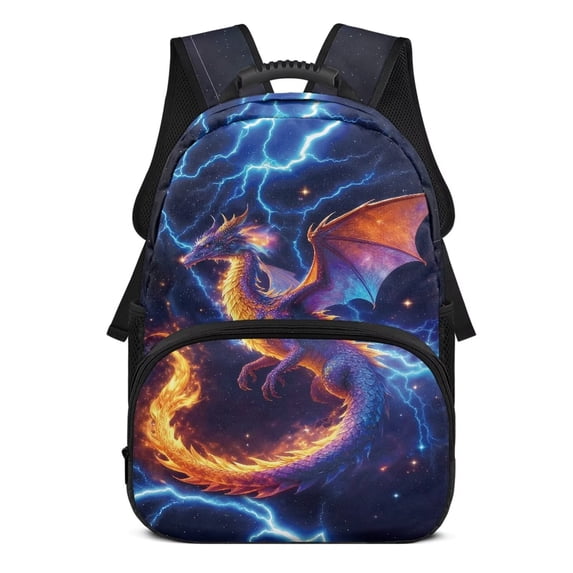Uorisanigo Lightning Dragon School Backpack for Kids 5-12, 17 Inch Lightweight Bookbag with Side Water Bottle Holders, for Preschool Kindergarten and Back to School
