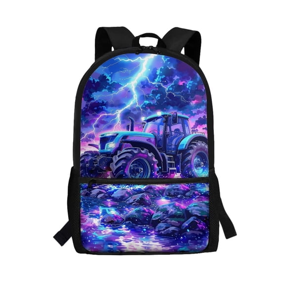 Uorisanigo Lightning Tractor 17 Inch Kids Backpack Large Capacity School Bag for Boys and Girls 5-13 Toddler Rucksack with Water Bottle Pockets Preschool Elementary Kindergarten Bookbag