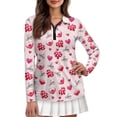 thumbnail image 1 of Uorisanigo Love Heart Womens Golf Shirt Casual Versatile Long Sleeve Golf Polo Shirts with Zipper Athletic Tops for Tennis Hiking & Outdoor Sports Size 2XL, 1 of 7