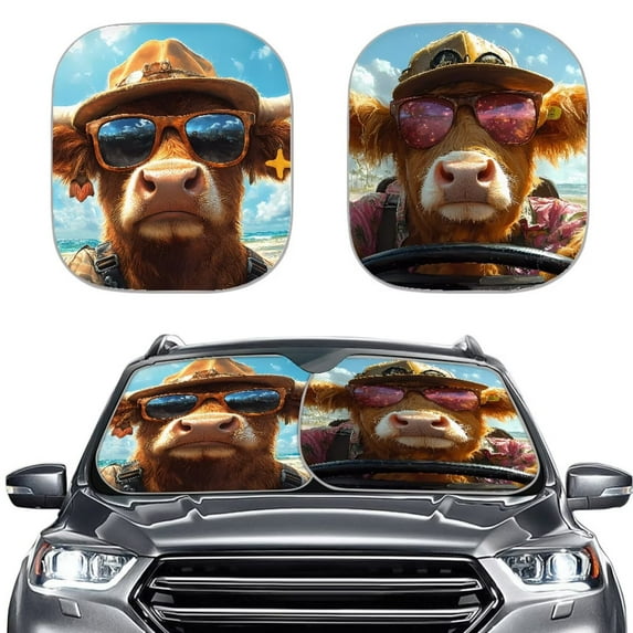 Uorisanigo Lovely Pug Driving Set of 2 Car Sun Shade Washable Car Sun Shade Windshield Cute Easy to Install Blocker Sun Visor Shield Reflecting Sunvisor Protector Fits Most Cars