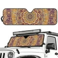 thumbnail image 1 of Uorisanigo Mandala Floral Windshield Sun Shade Compatible with Wrangler JK JKU TJ Foldable Windshield Sunshade Front Window Compatible with Jeep Wrangler UV Black Shades Sun Blocker Protection, 1 of 7
