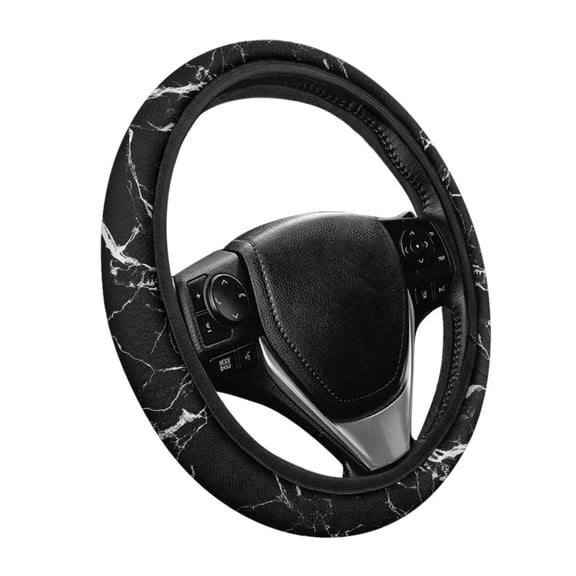 Uorisanigo Marble 15 Inch Car Steering Wheel Protector Black Fuzzy Steering Wheel Cover for Winter Easy to Install Car Steering Wheel Cover for Most Vehicle Soft Car Accessories Gift for Sister