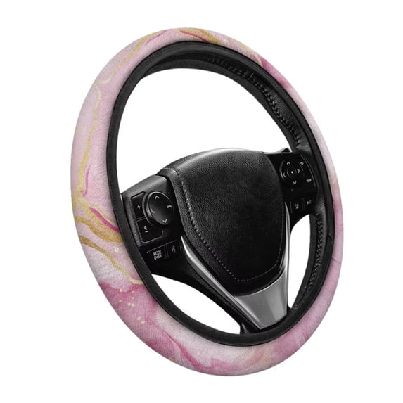 Uorisanigo Marble Fluffy Steering Wheel Cover 15 Inch Pink Car Steering Wheel Protector for Women Easy to Install Car Steering Wheel Cover for Winter Replacement Car Accessories 2025