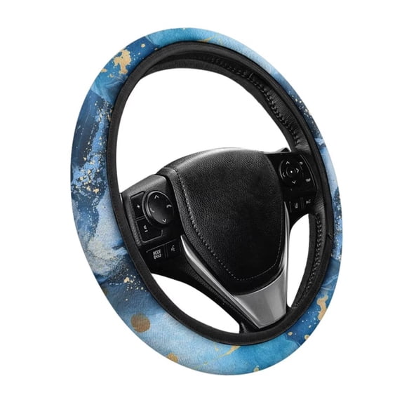 Uorisanigo Marble Steering Wheel Cover for Women Blue Car Steering Wheel Protector with Elastic Edge Easy to Install Car Steering Wheel Cover for Winter Flannel Car Accessories Gift for Holiday