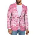 thumbnail image 1 of Uorisanigo Men's Sport Jacket Suit Casual Sport Coat Jackets One Button Blazer Jackets with Pockets Knit Casual Blazer Mens Valentines Jacket Suit, Pink Heart Valentines, Size XL, 1 of 6