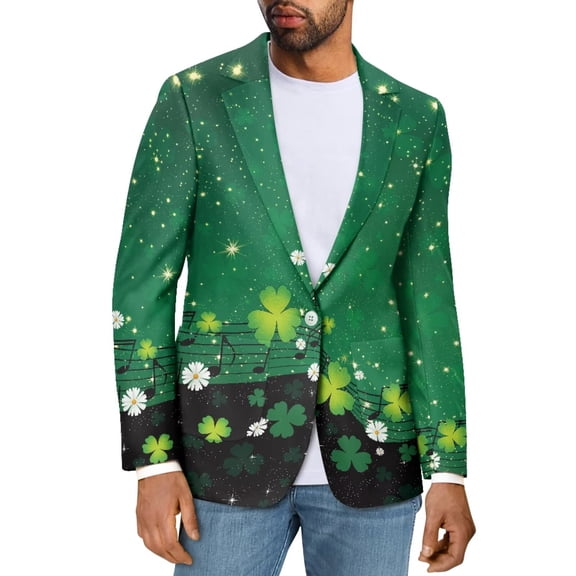 Uorisanigo Men's Suit Jacket Size M Breathable Blazer Suit Jacket Long Sleeve Sports Jackets Casual Blazer Mens St Patrick Day Outfits, St Patrick Music Note