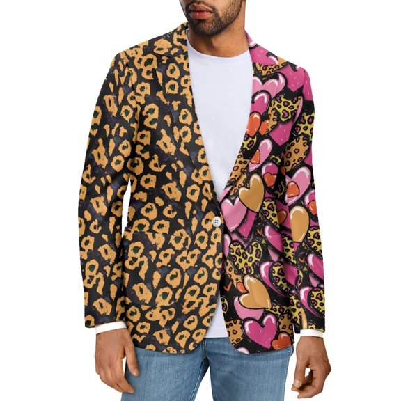 Uorisanigo Mens Sports Jacket Size 4XL Lightweight Sport Coat Jackets Regular Fit Casual Blazer Jackets Mens Valentines Jacket Suit, Valentines Lepoard Print
