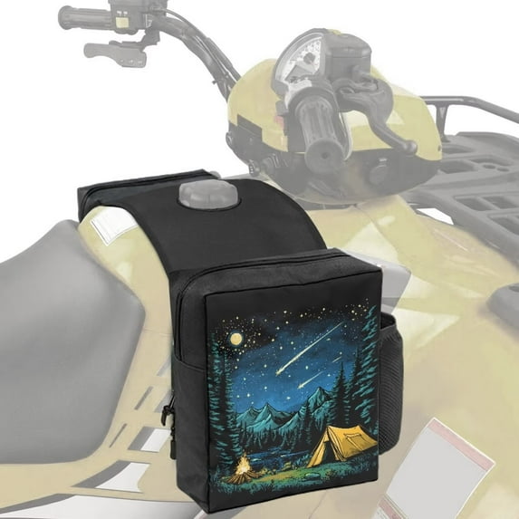Uorisanigo Motorcycle Tank Bag for ATV/UTV/Snowmobile – Starry Camping Print Motorcycle Saddlebags with Water Pocket, Universal Fit for Polaris Sportsman 570, Grizzly Cooler & More