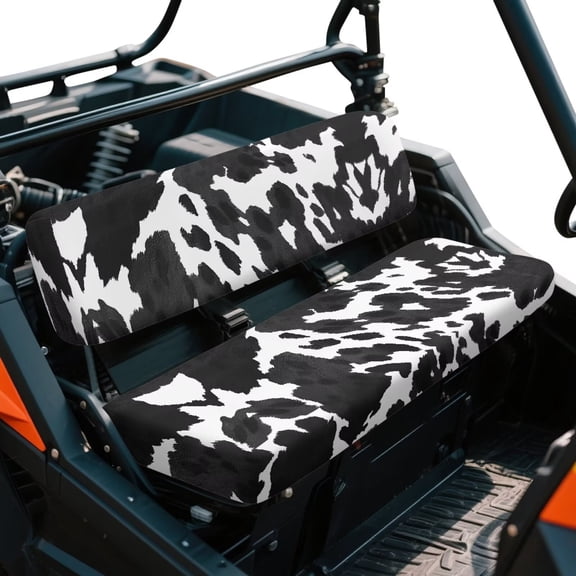 Uorisanigo Mule Seat Cover Universal Fit for Kawasaki Mule 3000 3010 3020 Non-Slip Black and White Cow Print UTV Front Bench Seat Cover with Elastic Band, UTV Pioneer Seats Accessories