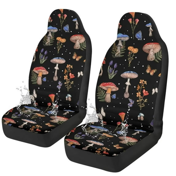 Uorisanigo Mushroom Car Seat Covers Set of 2 Waterproof Universal Vehicle Front Seats Interior Protector Easy to Install Interior Protection Suitable Fits Most Car Auto SUV Sedan Truck