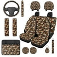 thumbnail image 1 of Uorisanigo Mushroom Daisy 14 Pack Car Seat Covers Sets Car Steering Wheel Cover Cars Headrest Cover Auto Armrest Cover Water Cup Pad Auto Seat Belt Cover Comfortable for Cars and SUVs, 1 of 6