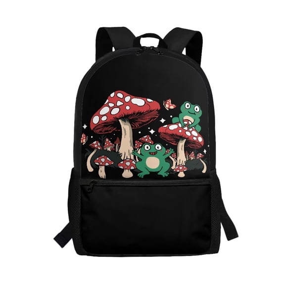 Uorisanigo Mushroom Frog Kids Backpack for School Boys Girls, 17 Inch Durable Water Resistant Daypack, Multifunctional Casual Bag for Kindergarten
