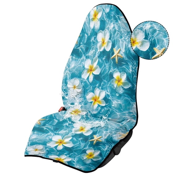 Uorisanigo Ocean Plumeria Car Seat Towel Covers, Universal Front Bucket Seat Cover Fit for Auto Truck Van SUV, Waterproof Non-Slip Towel Seat Protector for Gym/Pet