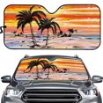 thumbnail image 1 of Uorisanigo Oil Painting Sunset Palm Tree Print Sun Shade for Car Windshield Portable Car Window Shades Sun Visor Protector UV Ray Reflector Interior Accessories for Most Sedan SUV Trucks, 1 of 7