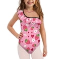 thumbnail image 1 of Uorisanigo One Piece Swimsuits for Girls Pink Strawberry Swimwear Bathing Suit Ruffle Halter Quick Dry Sport Summer Beach Swimwear, Size 9-10, 1 of 7