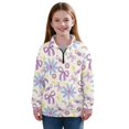 thumbnail image 1 of Uorisanigo Oversized Sweatshirts for Teen Girl, Comfortable Daisy Bow Print Girls Half Zip Pullover Sweatshirt, Fashion Long Sleeve Pullover Shirts Top Athletic Tops Hoodies Trendy Clothes, 1 of 7