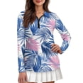 thumbnail image 1 of Uorisanigo Palm Leaves Women's Golf Shirt Size XL Breathable Stylish Quick Dry Athletic Polo Shirts Relaxed Fashionable 1/4 Zipper Workout Tops for Women, 1 of 7