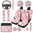 thumbnail image 1 of Uorisanigo Pink Cherry Blossom Automobile Seat Cover Sets 14 Pcs with Comfortable Decorative Cars Headrest Cover Steering Wheel Cover Armrest Cover Car and Auto Seat Belt Cover Fit Car,Suv, 1 of 6