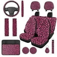 thumbnail image 1 of Uorisanigo Pink Leopard Print Automobile Seat Cover Sets 14 Pcs with Cars Headrest Cover Steering Wheel Cover Armrest Cover Car Auto Seat Belt Cover Water Cup Pad Comfortable Fit Car,Suv, 1 of 6