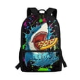thumbnail image 1 of Uorisanigo Pizza Shark Backpack School Bags for Kids Children, Large Capacity Elementary School Bag Travel Backpacks Preschool Casual Daypack with Adjustable Padded Straps(17 inch), 1 of 6