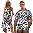 thumbnail image 1 of Uorisanigo Polynesian Matching Outfits for Couples Men's Short Sleeve Shirt Plus Size Beach Shirts and Womens Sleeveless Dress Irregular Hem Hawaiian Vacation Sundress, 1 of 7