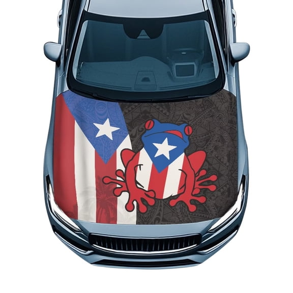 Uorisanigo Puerto Rican Frog Hood Cover for Cars All-Season Protection Car Bonnet Banner Washable Auto Hood Decoration and Protection Automotive Accessories for Sedans SUVs