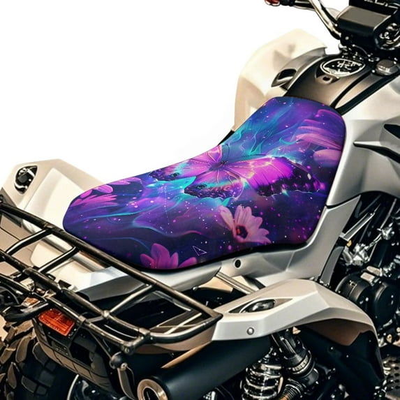 Uorisanigo Purple Butterfly ATV Seat Cover Waterproof Polyester Material, Anti-Slip Four Wheeler Seat Cushion Cover Compatible with 2014-2020 Polaris Sportsman 400 500 850 1000