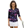 thumbnail image 1 of Uorisanigo Purple Butterfly Women's Golf Top Breathable Polyester Spandex Fabric Moisture Wicking Tennis Activewear Soft Stylish Outing Wear with Zipper 3/4 Sleeve Pullover Size M, 1 of 7