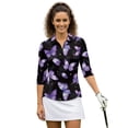 thumbnail image 1 of Uorisanigo Purple Butterfly Women's Golf Top Breathable Women's Dry-Fit Golf Polo Shirts Casual Versatile 3/4 Roll Sleeve Quarter Zip Tennis Tops Fashion Outing Wear for Women, 1 of 7